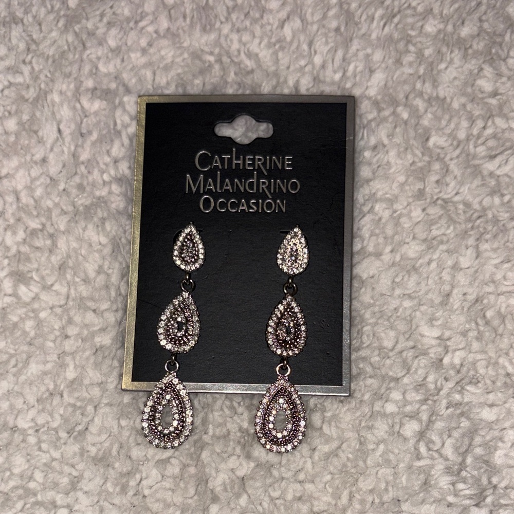 Catherine Malandrino Sparkling Silver Drop Earrings